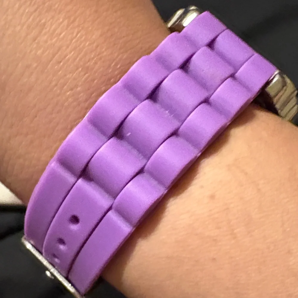Purple Silicone Strap Watch with Silver Accents